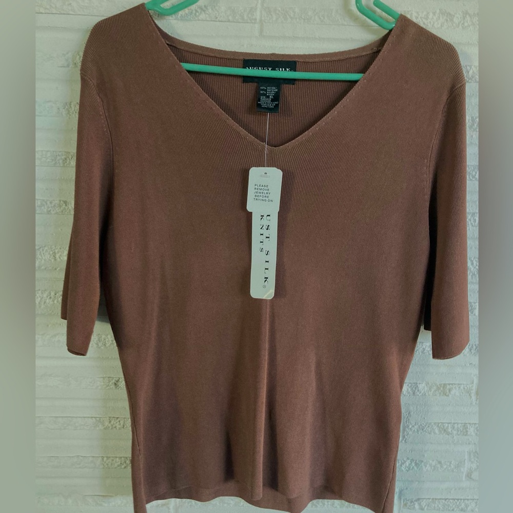 August Silk short-sleeve sweater NWT